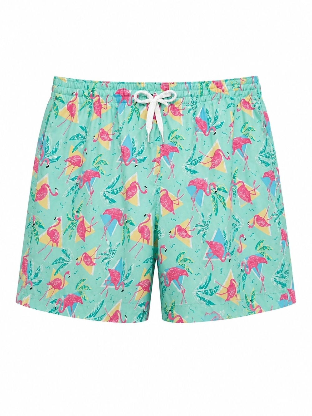 Chubbies Aqua Swim Trunks with Pink Flamingo Print